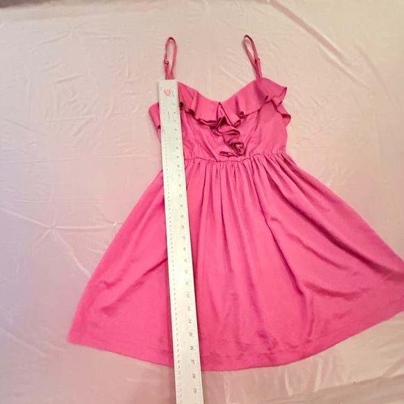 Eight Sixty Y2K Dark Pink Ruffle Mini Spaghetti Strap V-neck Dress Size Small - Picture 7 of 9